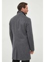 BOSS palton de lana culoarea gri, de tranzitie