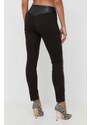 Pinko pantaloni femei, culoarea negru, mulata, high waist