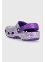 Crocs slapi copii CLASSIC GLITTER CLOG culoarea violet