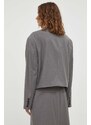 Remain sacou din lana culoarea gri, oversize, neted