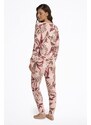 Henderson Pijamale de damă Midnight roz cu motiv natural