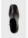 Guess cizme de piele YORK femei, culoarea negru, cu toc drept, FL8YOK LEA10