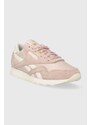 Reebok sneakers din piele întoarsă Classic Nylon culoarea roz