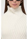 BOSS pulover de lana femei, culoarea bej, călduros, cu turtleneck