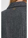 Twinset geaca de lana culoarea gri, un singur rand de nasturi, modelator