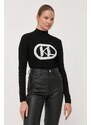 Karl Lagerfeld pulover femei, culoarea negru, light, cu turtleneck
