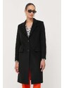 BOSS palton de lana culoarea negru, de tranzitie