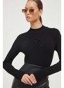 HUGO pulover femei, culoarea negru, light, cu turtleneck