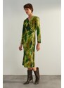 Trendyol Green Double Breasted Midi Tie Dye Patterned Woven Woven Dress