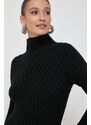 BOSS pulover de lana femei, culoarea negru, călduros, cu turtleneck