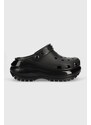 Crocs papuci Classic Mega Crush Clog femei, culoarea negru, cu platformă 207988