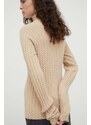 Lovechild pulover din amestec de lana femei, culoarea bej, light, cu turtleneck
