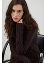 Lovechild pulover din amestec de lana femei, culoarea maro, light, cu turtleneck