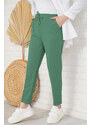 Pantaloni Chic Pantaloni Dama Gabriella Cu Elastic In Talie, Verde Inchis