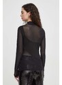 Bruuns Bazaar longsleeve femei, culoarea negru, cu turtleneck