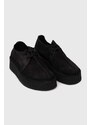 Clarks Originals pantofi de piele întoarsă Trek Wedge femei, culoarea negru, cu toc plat, 26174019