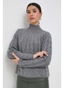 Marella pulover de lana femei, culoarea gri, light, cu turtleneck