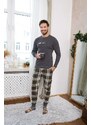Italian Fashion Pantaloni de pijama pentru bărbați Seward verde carouri