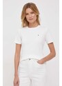 Tommy Hilfiger tricou din bumbac femei, culoarea alb WW0WW40587