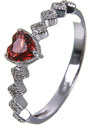DELIS Inel argint 925, JW629, model inima cu zirconiu rosu, placat cu rodiu