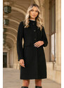 SENTIERRI Palton Valentino negru din lana cu guler tunica