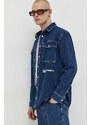 Karl Lagerfeld Jeans camasa jeans barbati, culoarea albastru marin, cu guler clasic, regular