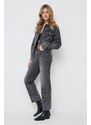 Karl Lagerfeld geaca jeans femei, culoarea gri, de tranzitie