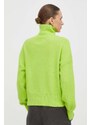 Samsoe Samsoe pulover de lână femei, culoarea verde, light, cu turtleneck
