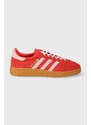 adidas Originals sneakers din piele întoarsă Handball Spezial culoarea roșu, IE5894