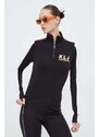 Karl Lagerfeld Jeans longsleeve femei, culoarea negru, cu turtleneck