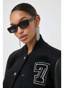 Karl Lagerfeld jacheta bomber din amestec de lana culoarea negru, de tranzitie