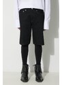 Evisu pantaloni scurți din denim bărbați, culoarea negru
