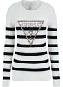 GUESS Bluză Rosalie Triangle Logo Rn Swtr W4RR53Z2NQ2 s052 white and black stri