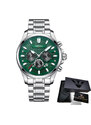 Ceas de mana barbatesc Nibosi Otel Analog Mecanism Quartz Argintiu Verde Indici luminosi