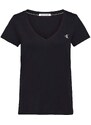 CALVIN KLEIN T-Shirt Ck Embroidery Stretch V-Neck J20J213716 BAE ck black