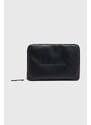 AllSaints husă laptop din piele Saff Lea culoarea negru