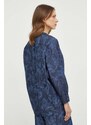 Weekend Max Mara bluză subtire de blugi femei, culoarea bleumarin, cu model 2415110000000