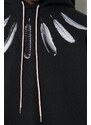 Marcelo Burlon hanorac de bumbac Collar Feathers Dbl Sleeves bărbați, culoarea negru, cu glugă, cu imprimeu, CMAB044S24JER0021001