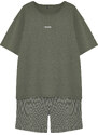 Trendyol Khaki Plus Size Regular Fit Knitted Shorts Pajamas Set