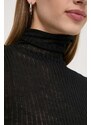 Patrizia Pepe pulover de lana femei, culoarea negru, light, cu turtleneck
