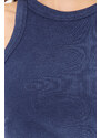 Trendyol Navy Blue Pale Effect Fitted Halter Neck Ribbed Cotton Stretch Knit Undershirt