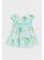 Mayoral rochie de in pentru bebeluși culoarea turcoaz, mini, evazati