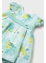 Mayoral rochie de in pentru bebeluși culoarea turcoaz, mini, evazati