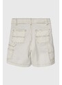 Sisley pantaloni scurti din denim pentru copii culoarea alb, talie reglabila