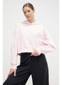 adidas bluză TIRO femei, culoarea roz, cu glugă, cu imprimeu IS4573