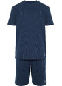 Trendyol Navy Blue Regular Fit Textured Knitted Pajamas Set