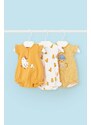 Mayoral Newborn body bebe 3-pack culoarea galben, cu imprimeu