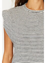 Trendyol Multi Color 100% Cotton Striped Wadding Look Basic Crew Neck Knitted T-Shirt
