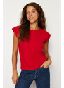Trendyol Red Rib Detail Moon Sleeve Basic Knitted T-Shirt