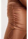 adidas by Stella McCartney pantaloni scurți femei, culoarea maro, uni, high waist IN3646